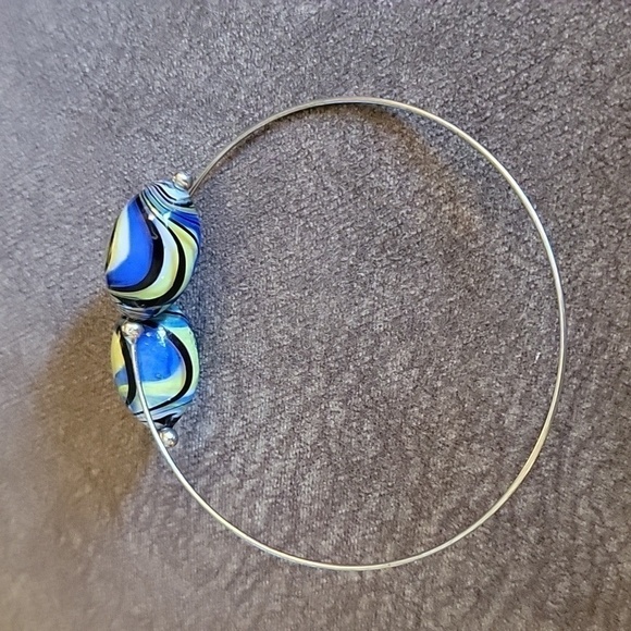 Lampwork Glass Swirl Beaded Cuff Bracelet - Picture 3 of 5